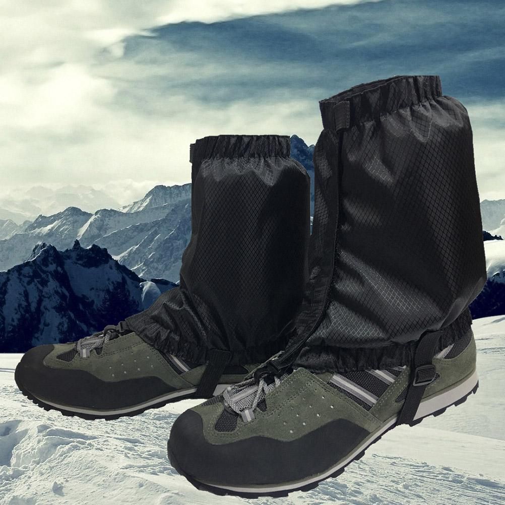 1 Pair Snow Gaiters Lightweight Waterproof Ankle Gaiters for Outdoor Hiking Walking Climbing (Black)