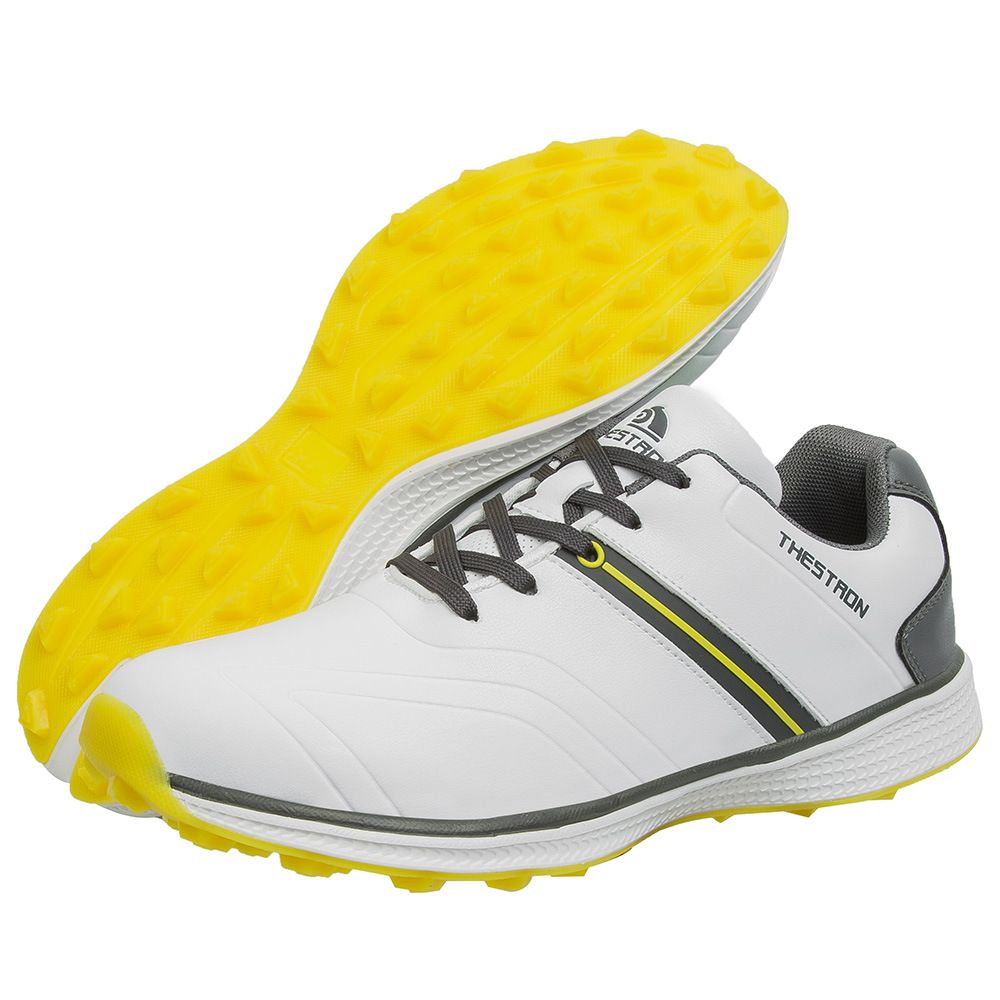 THESTRON Men's Waterproof Golf Shoes Microfiber Upper White US 12 (EUR 46)