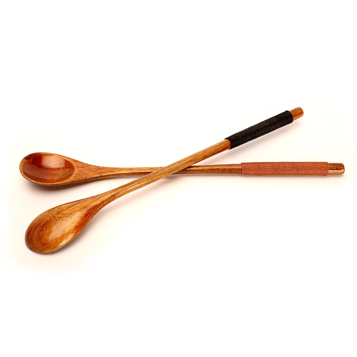 Super Art Wooden Spoon Logo Mixing Gift Round handle natural color wrapped brown line wooden spoon