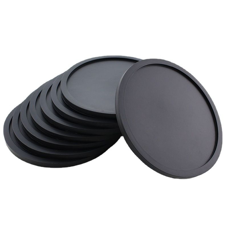 Silicone Coaster Round 10cm Non Slip Dingshuai Black 10x0.3cm thin section