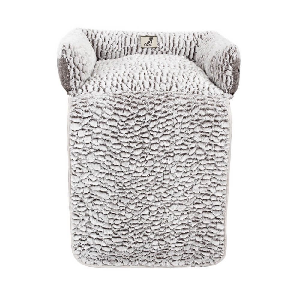 Convertible 2-in-1 Pet Sofa Bed & Mat, Self-Warming Plush Fabric, Foldable Puppy & Cat Cuddler with Bolster Pillows, Soft Cozy Blanket-Style Mat for Small to Medium Pets (Grey)