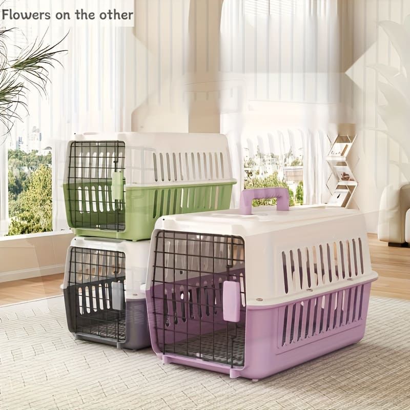 Portable Pet Carrier for Cats and Small Dogs, Airline-Approved Travel Kennel with Comfort Handle, Durable Recyclable PP Material, Compact Design for Indoor, Outdoor, and Air Travel (Grey)
