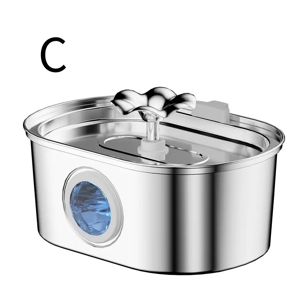 304 Stainless Steel Pet Water Fountain, 3.2L Oval Design with Dual Water Flow, Ultra-Quiet Automatic Circulating Filtered Drinking Station for Cats and Dogs, USB Powered (Adapter Not Included), Dishwasher Safe (A)