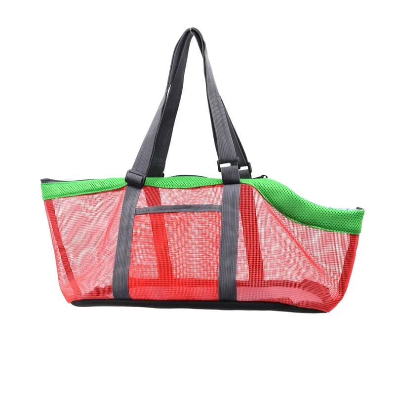Cozy Mesh Pet Carrier for Cats and Small Dogs – Breathable, Portable Tote Bag with Wide Head Opening, Perfect for Daily Walks, Vet Visits, and Short Trips (Gray & Red)