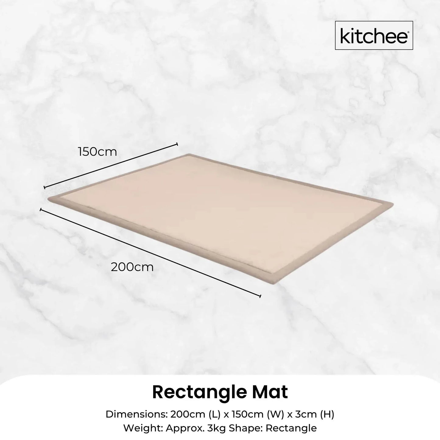 Kitchee Foam Floor Mat 150x200cm - Padded Thick Deep Soft Tatami Style Rug Cream