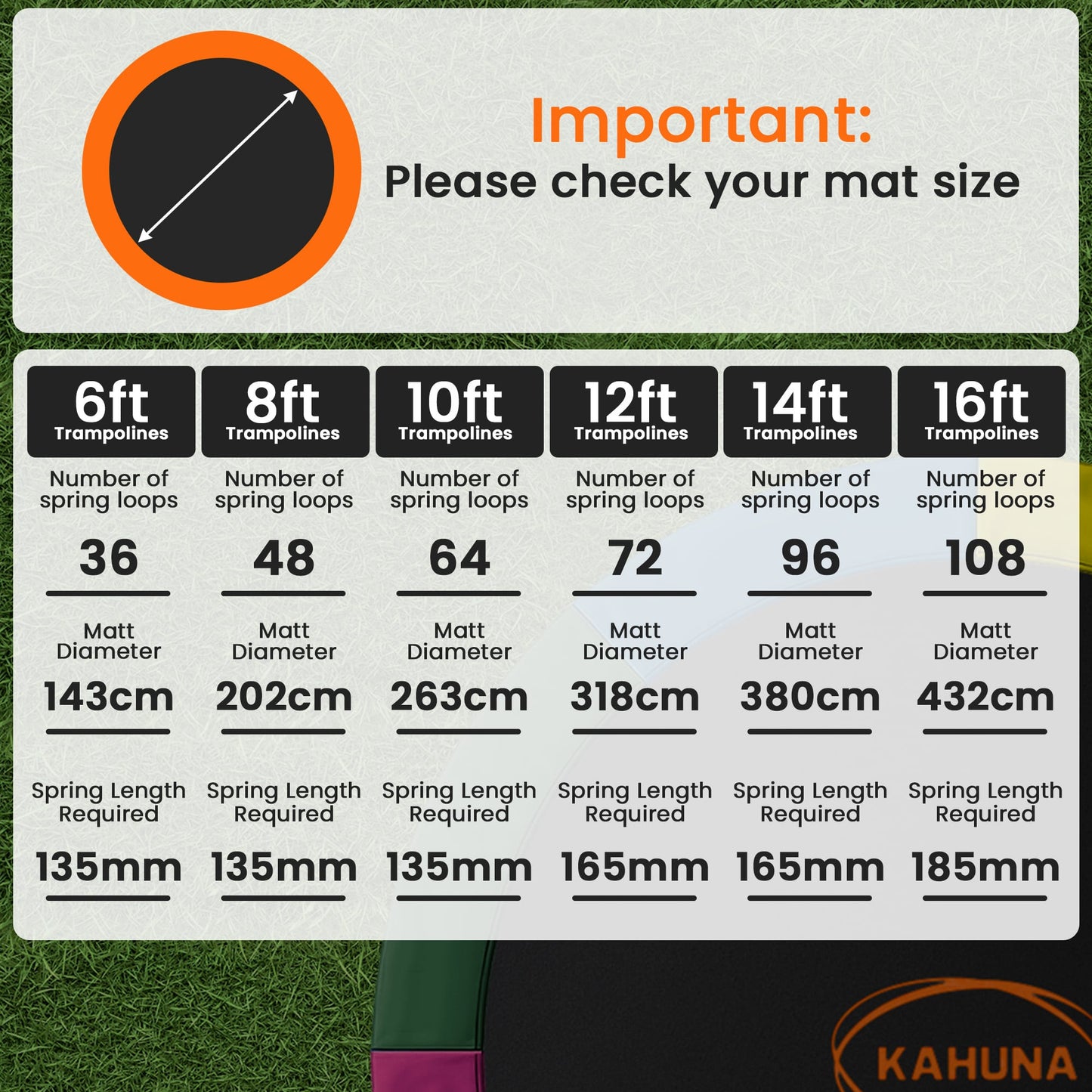 Kahuna 16ft Replacement Trampoline Safety Pad Cover and Jumping Spring Mat - Rainbow