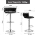 SERENITà Silver Swivel Upholstered Velvet Adjustable Height Counter Stool with Metal Frame Black (Set of 2)