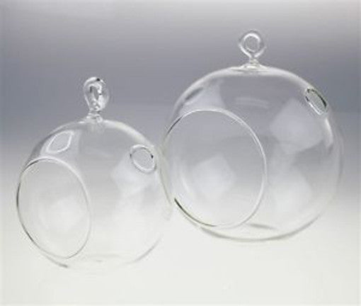 24 Bulk Buy of Hanging Clear Glass Ball Tealight Candle Holder - 10cm Diameter / High - Wedding Globe Decoration Terrarium Succulent Plant Mini Garden Holder Decor Craft Gift