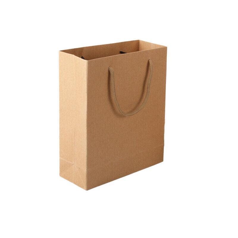 50X Kraft Paper Bags Gift Shopping Carry Craft Brown Bag With Handles - 50PCS 17*24*10CM