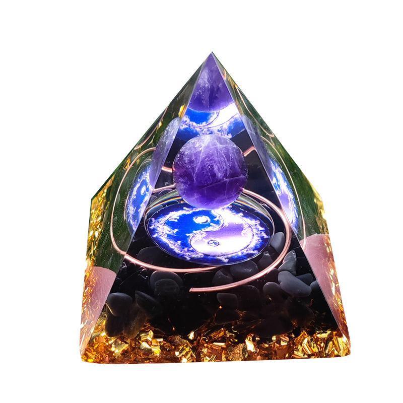 Amethyst Crystal Sphere Orgonite Pyramidamp Obsidians - Green Tree(50mmx50mm)