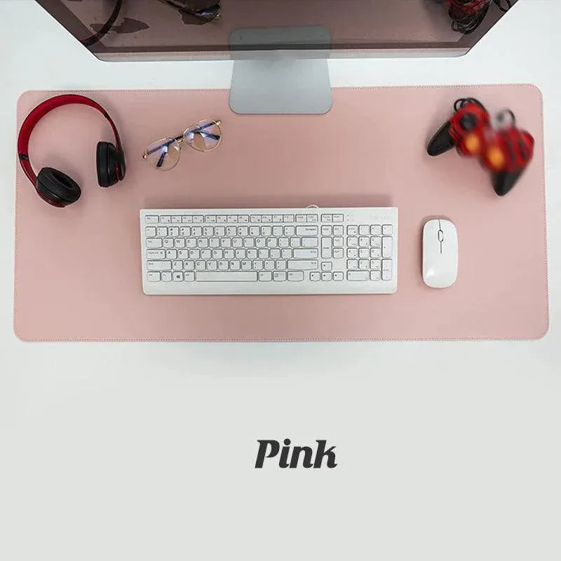 Large Leather Gaming Mouse Pad Waterproof Desk Keyboard Mat 120 x 60cm - Pink