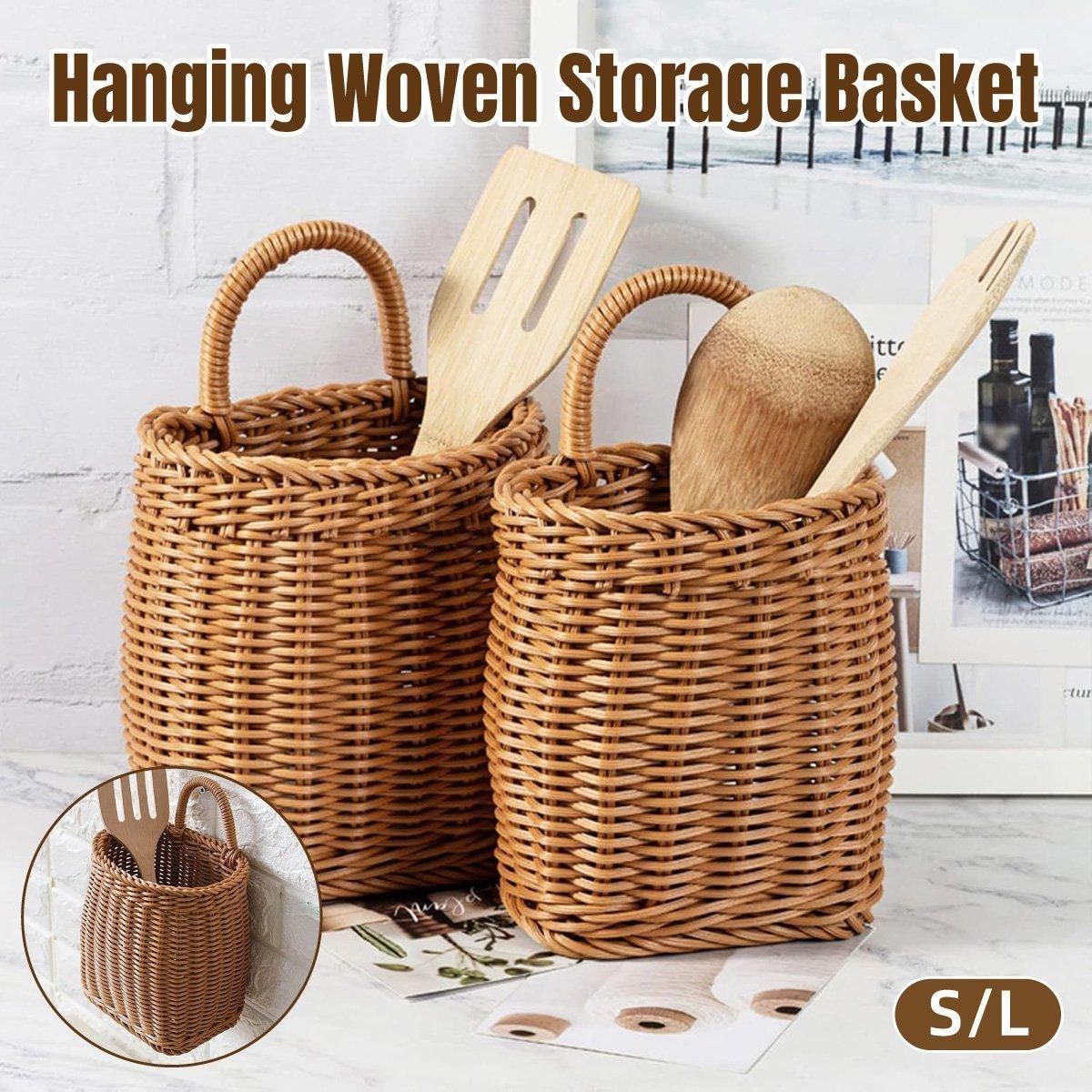 Vintage Wall Hanging Basket Kitchen Storage Basket Small Flower Basket Organizer - 15cm