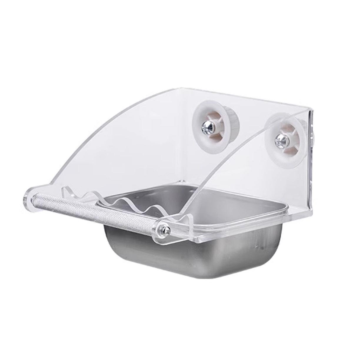 Parrot Stainless Steel Food Bowl Bird Feeder Cage Hanging Dish for Pet Birds - L