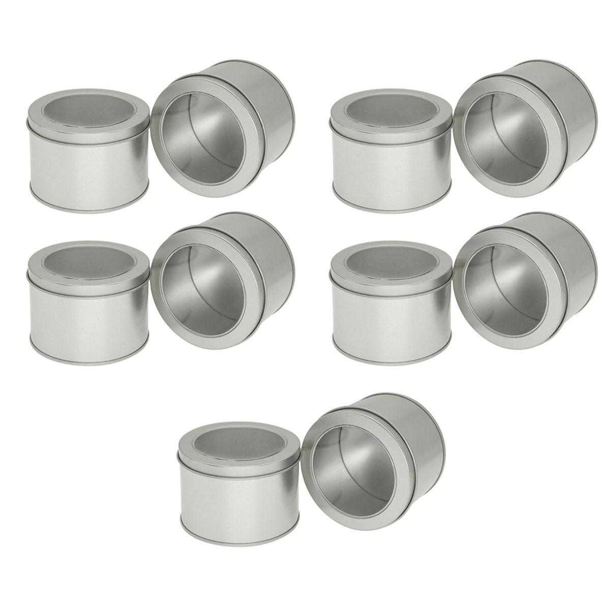 10pcs Open Window Cake Tin Box Bakery Biscuit Packaging Storage Tin Box Set - Sliver