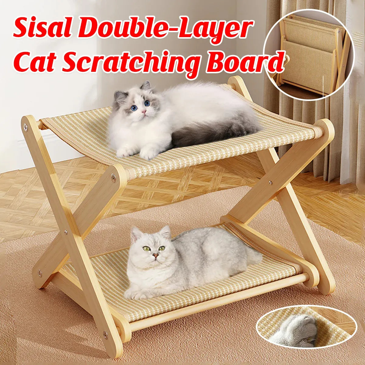 Sisal Double Layer Cat Scratching Board Foldable for Indoor Cats