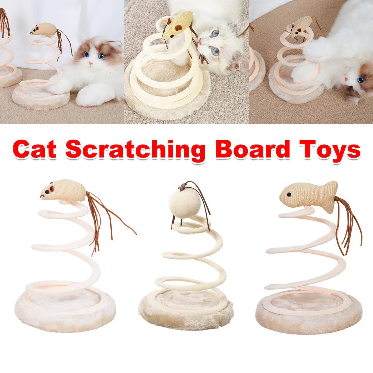 Durable Cat Scratching Board Interactive Scratch Pad Toy for Cats and Kittens - Fish