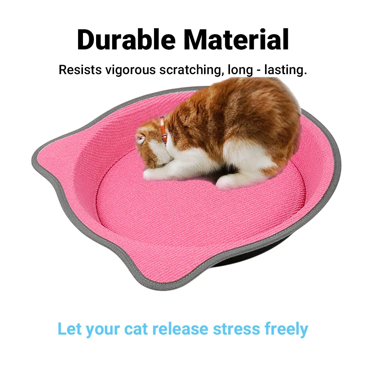 Cat Scratching Post Pad 2 in 1 PP Blanket Non Slip Indoor Kitten 38 x 38 x 5cm - Pink