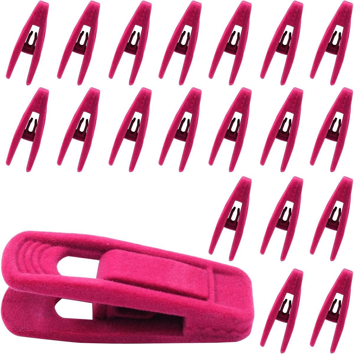 Clothes Drying Clips 20 Pack Velvet Flocking Trouser Pegs Hanger Grip Clamp Set - Grey