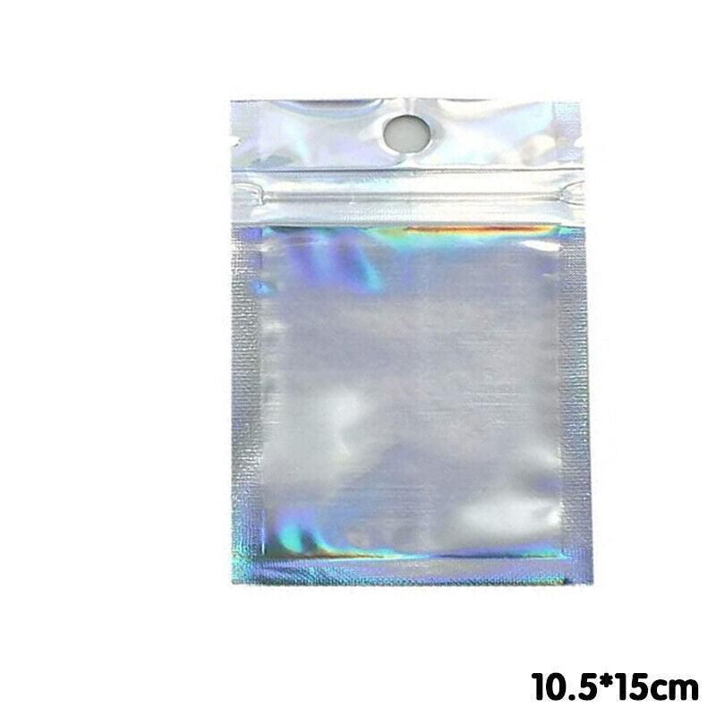 100/200X Iridescent Zip Bags for Food Storage & Holographic Makeup Pouch - 7*10cm 200PCS