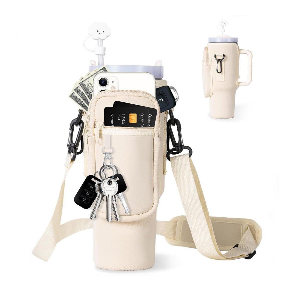 Portable Cup Sleeve Drink Holder Reusable Water Bottle Carrier Travel Bag - Grey