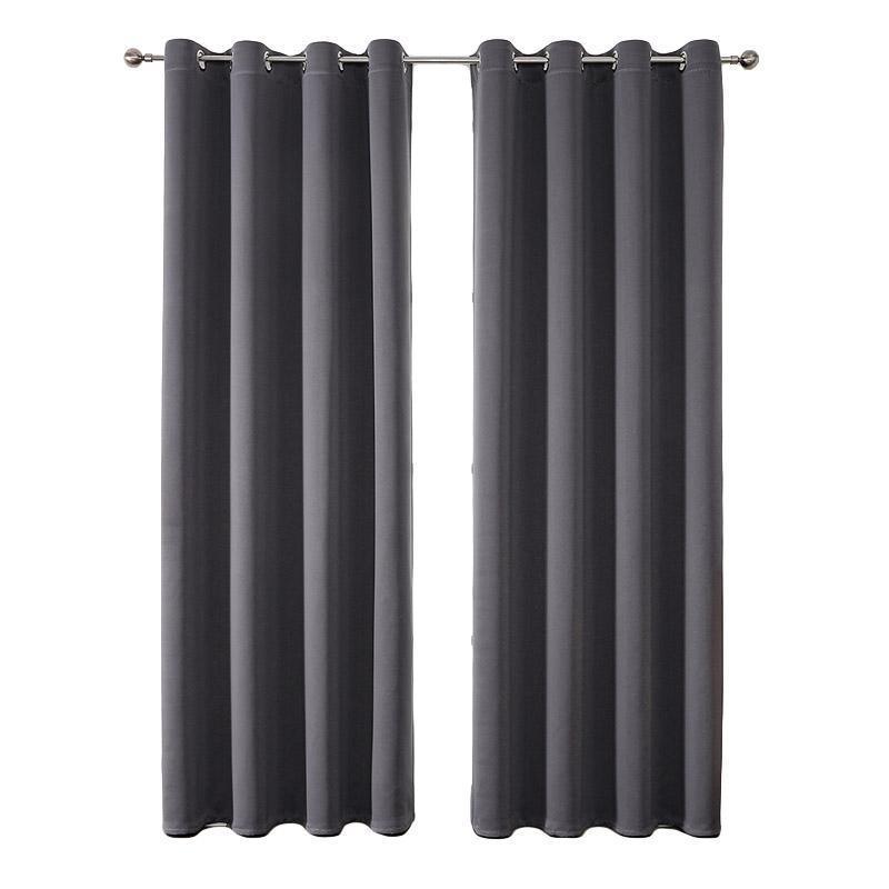 2pcs Semi Blackout Curtain Fabric Solid Colour Home Decor Drapes for Living Room - Light Grey - 132x244cm