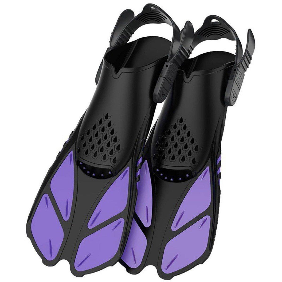 Adjustable Diving Flippers Swim Fins for Snorkeling Freestyle Training Gear - Purple-S/M