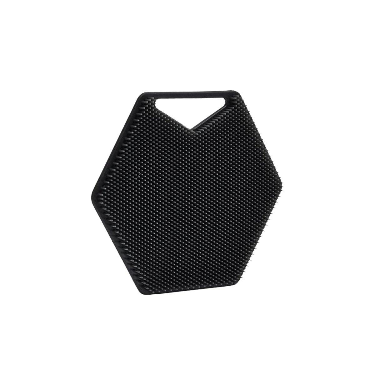 Silicone Bath Brush Soft Bristle Body Scrubber Facial Cleaning Massage Tool - Black
