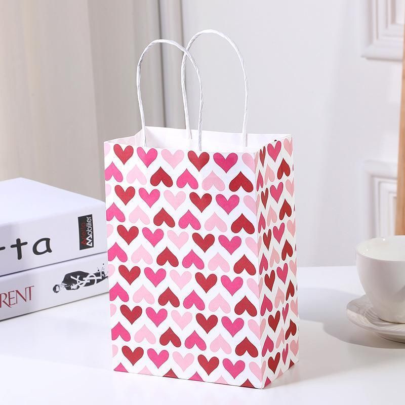 30x Valentines Day Love-Themed Tote Bag Elegant Kraft Paper Handbag Lightweight - Y171