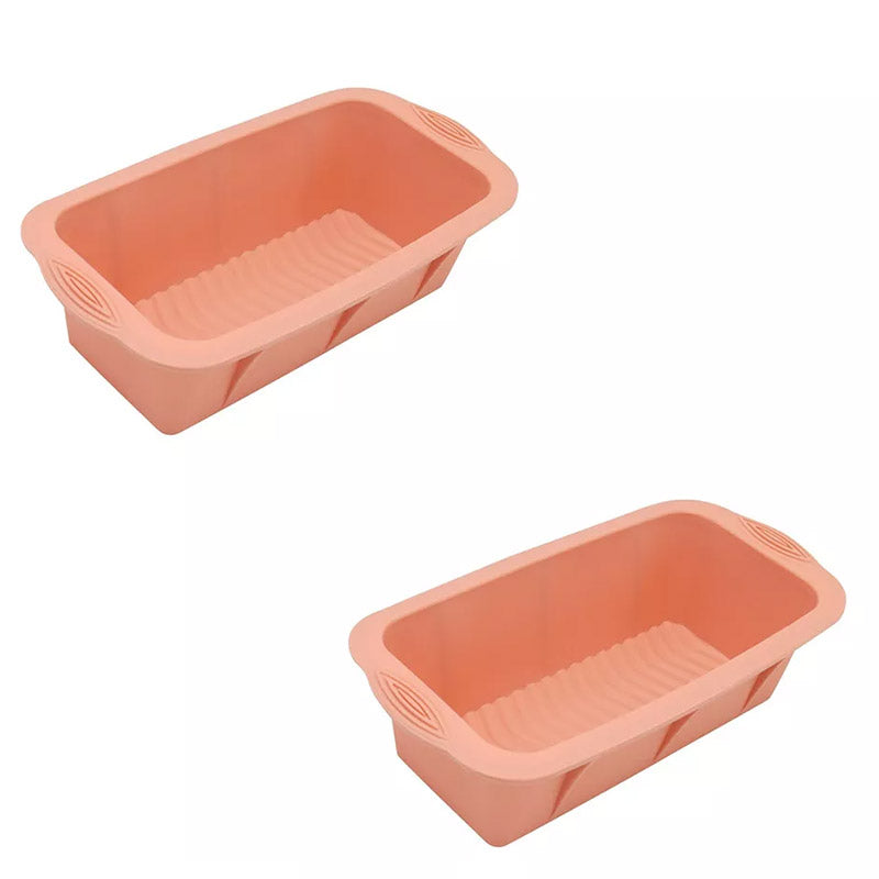 2pcs Large Capacity Ice Cube Tray Mold Rectangle Silicone Ice Grid Maker Kitchen - Pink