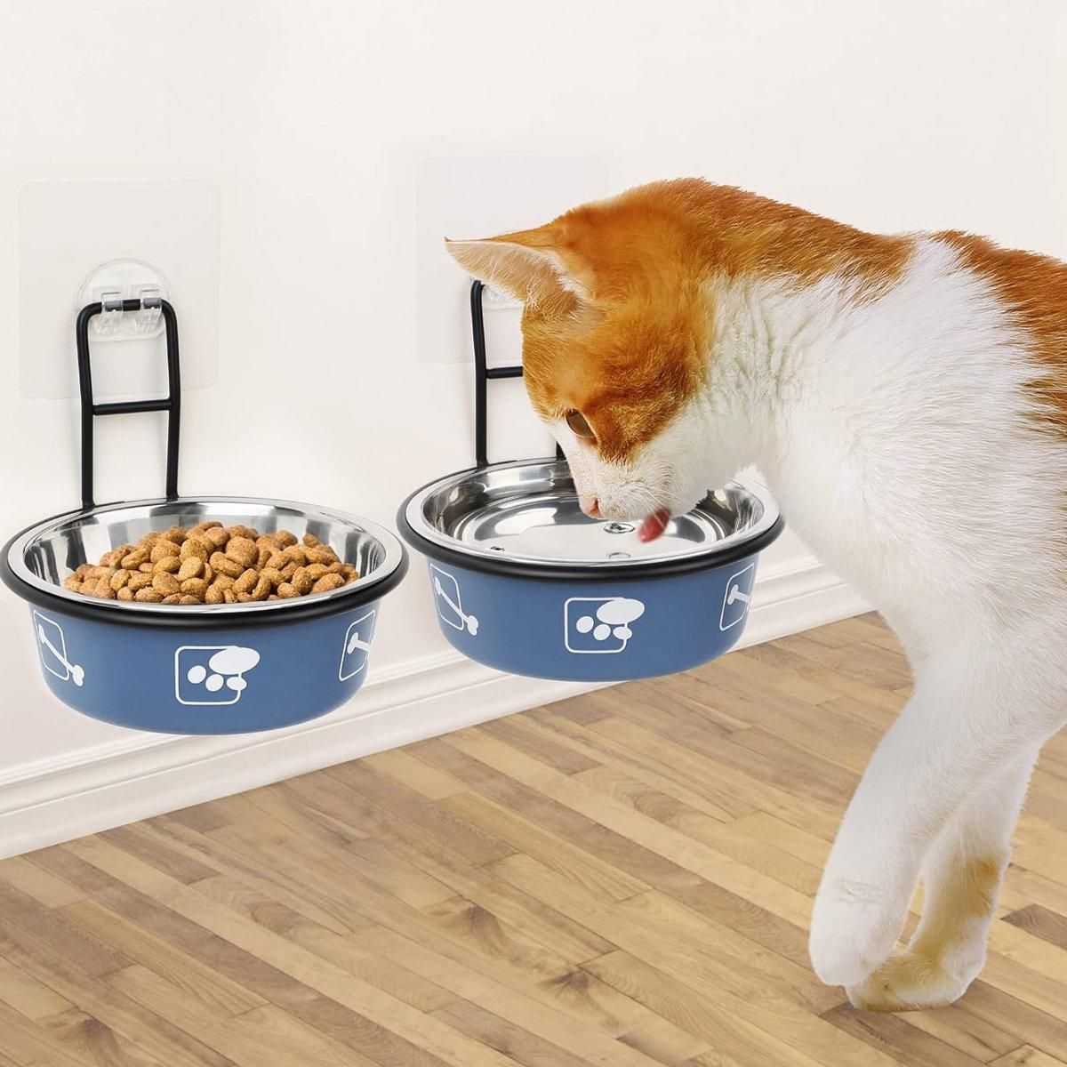 Stainless Steel Pet Bowl Hanging Cat Food Water Bowl Durable for Dogs and Cats - Red-12cm