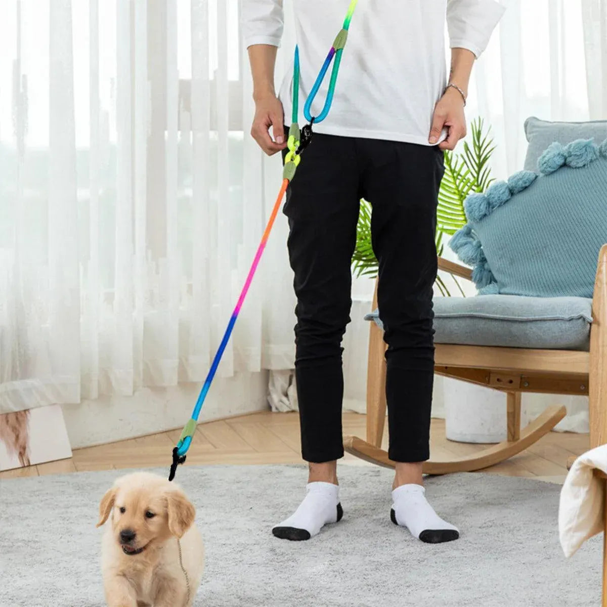 Adjustable Diagonal Dog Walking Leash Hands Free Crossbody Pet Lead Dogs - Purple