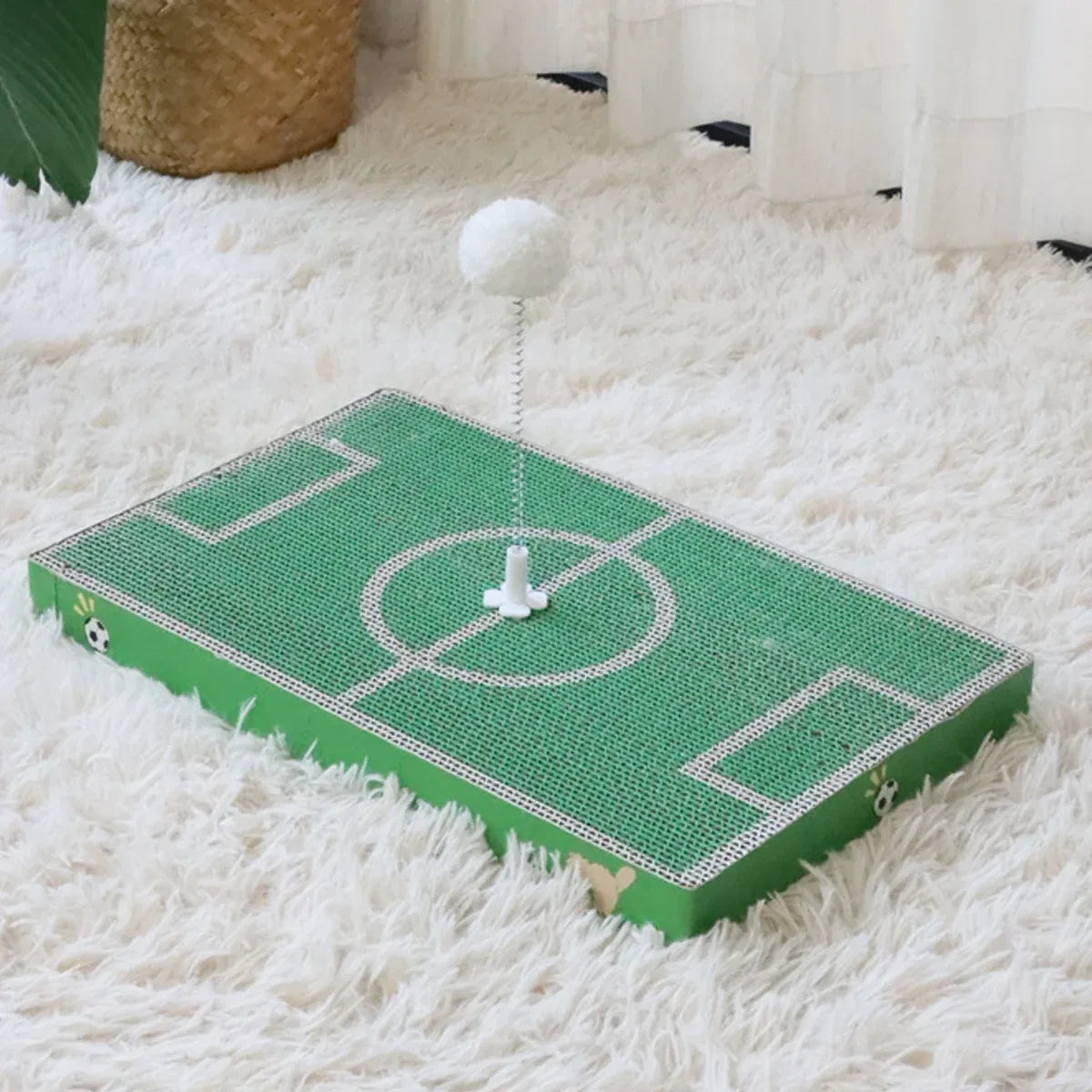 Football Field Shaped Cat Scratching Board Durable Non-Shedding for Cat Play