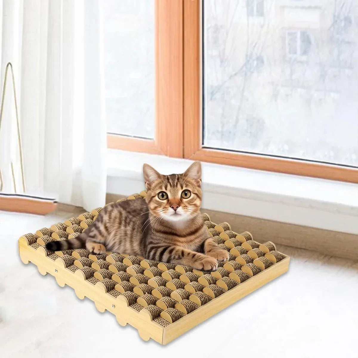 Cat Entertainment Corrugated Scratching Board Cat Toy Anti Scratch Durable - Upgraded Model