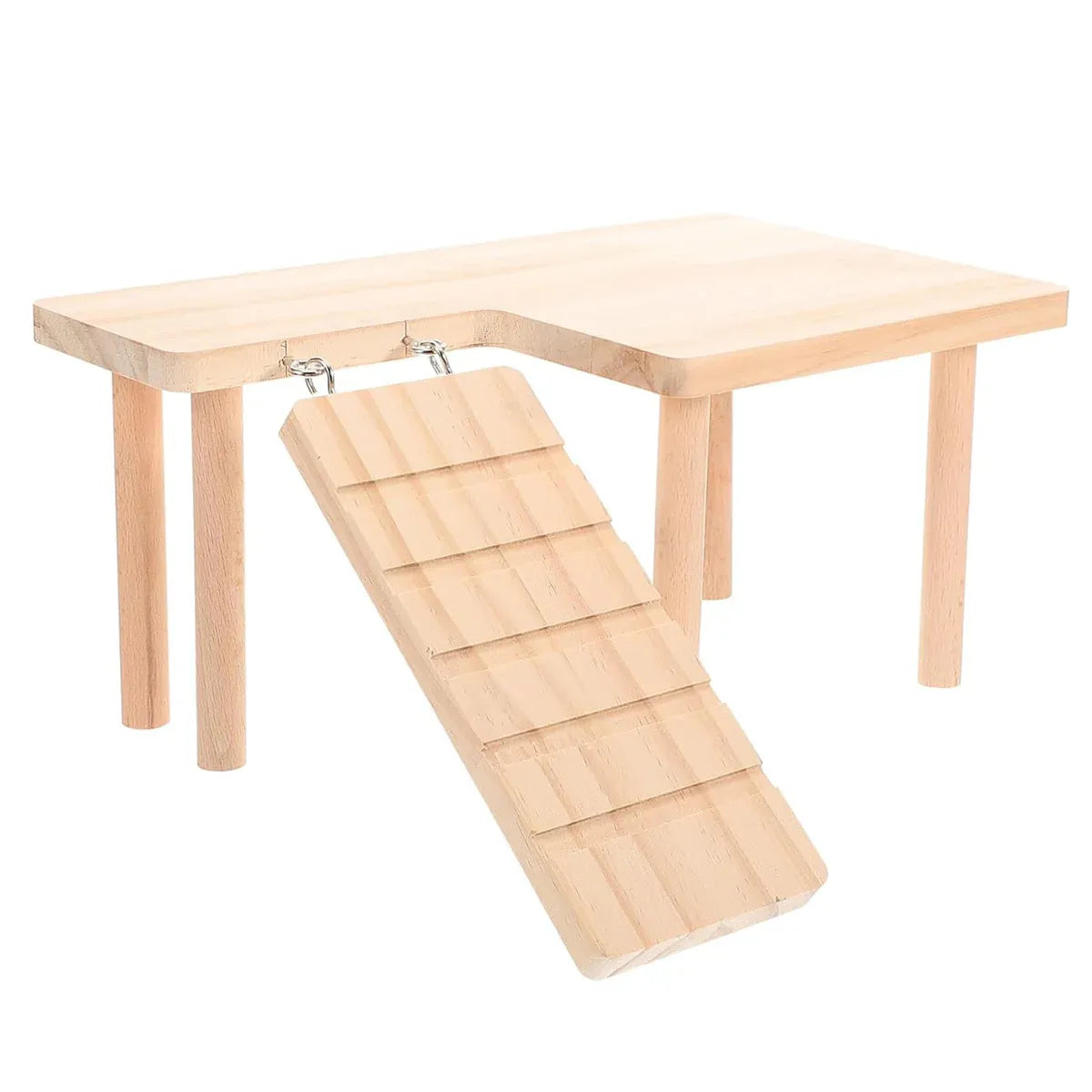 Hamster Wood Stand Platform with Ladder Small Animal Toy Hamster Rat Accessories - L-shape