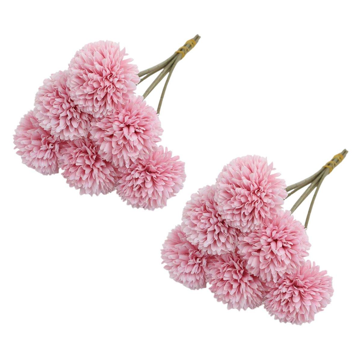 12pcs Artificial Dandelion Fake Flower Simulation Arrangement Desktop Decoration - White