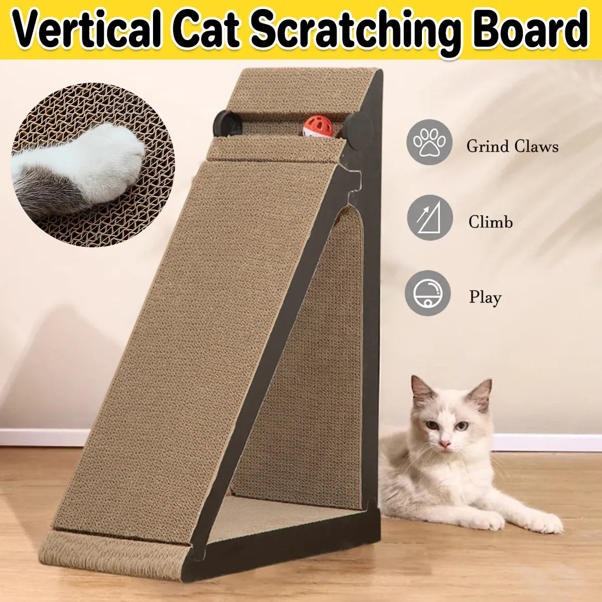 Vertical Triangle Cat Scratcher Wear Resistant Non Shedding Anti Scratch Sofa 