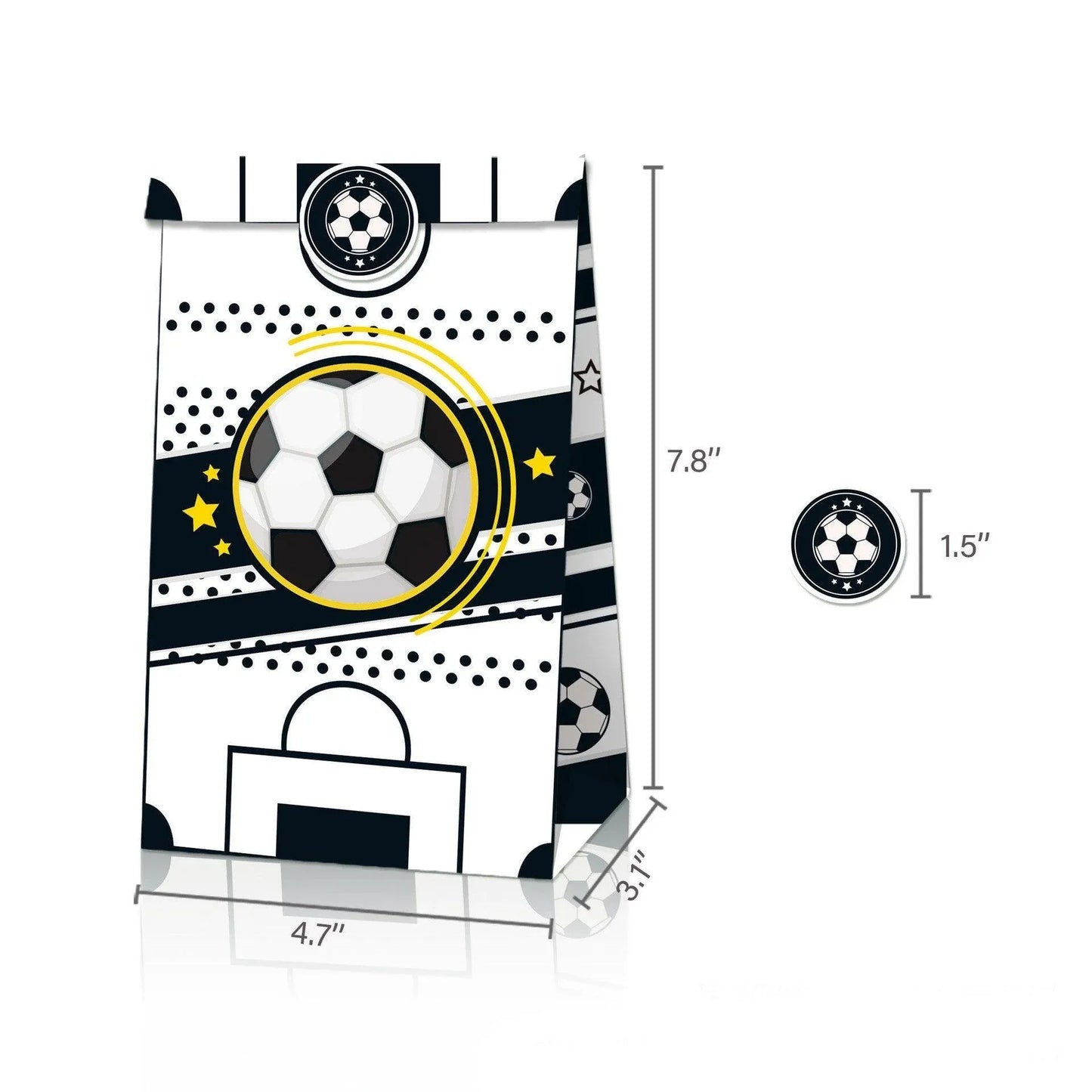 Fashion Football Sport Gift Bags Green Kraft Paper Sticker Set Party Favor Bags - 2sets-LB018