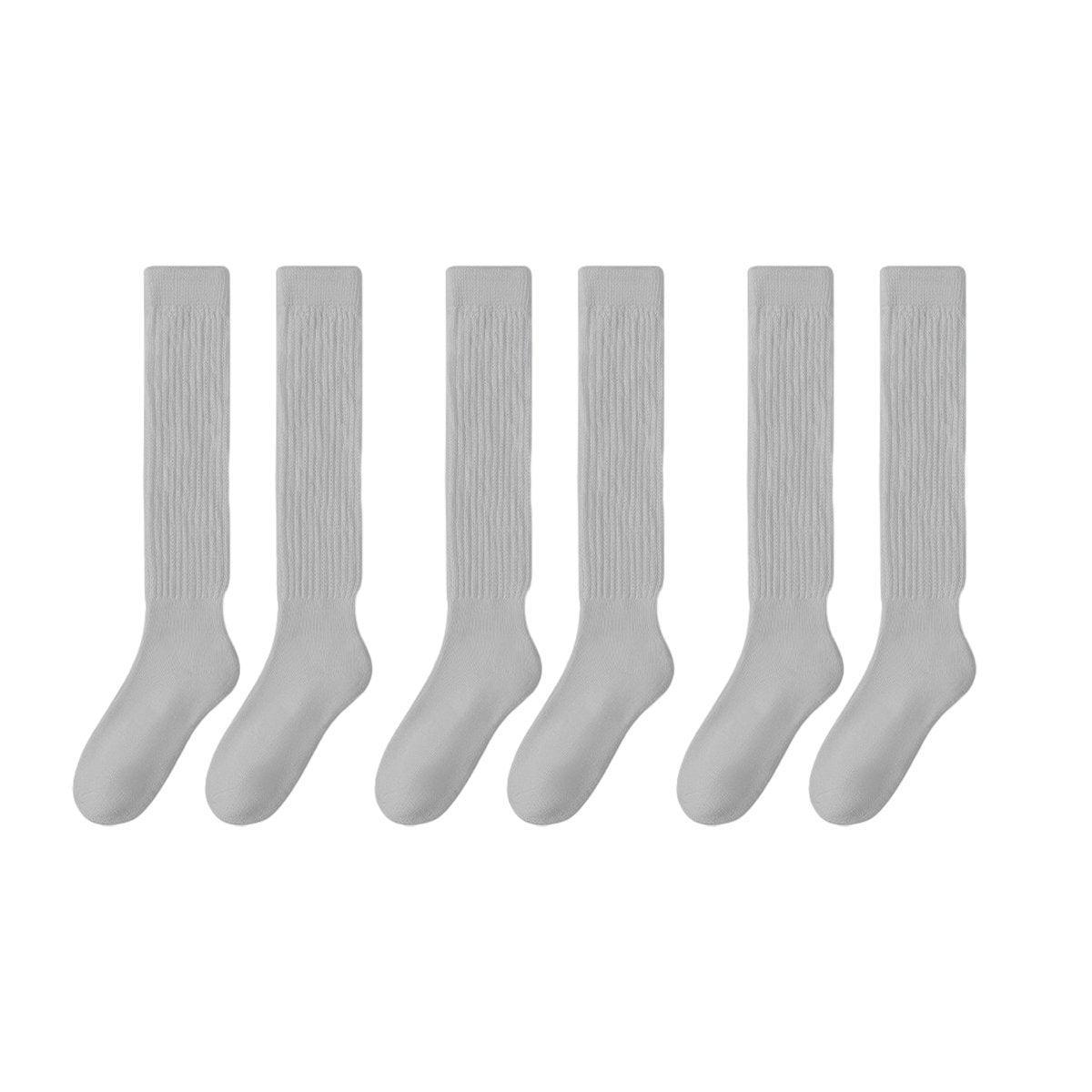3Pairs Warm Calf Socks Stack Stockings Winter Fall Over Knee High Thick Socks Set - Grey