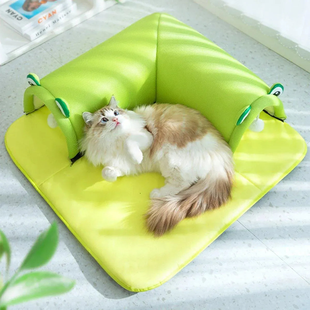Washable Cat Tunnel Nest Corner Passage Cat House Easy Clean Pet Furniture - Green-S