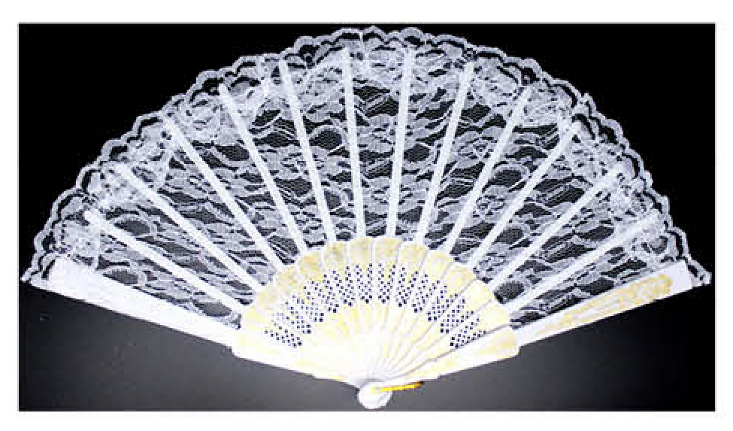 Lace Folding Hand Fan Bridal Wedding Party Spanish Costume Accessory - White