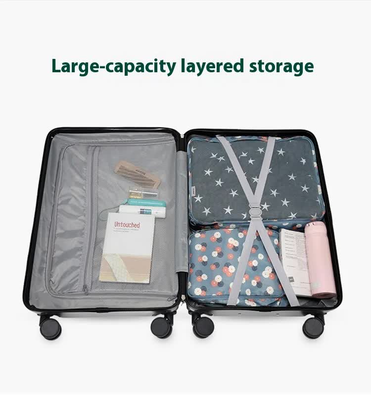 Smart Carry-On Luggage with Cup Holder & USB Charging Port - Yellow Color Spinner Suitcase for Travel Convenience 24 inch