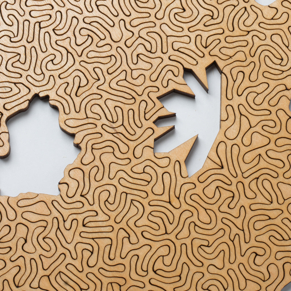 Red Algorithmic Agate Jigsaw Puzzle - 164 Unique Wooden Pieces