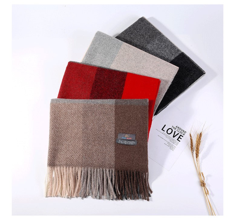 Cozy Color Block Fringe Scarf - Pink Shawl for Fall and Winter