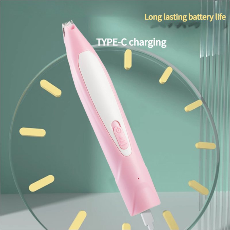 Electric Pet Hair Clipper with Type-C Charging, LED Light, and Grooming Accessories(Purple)