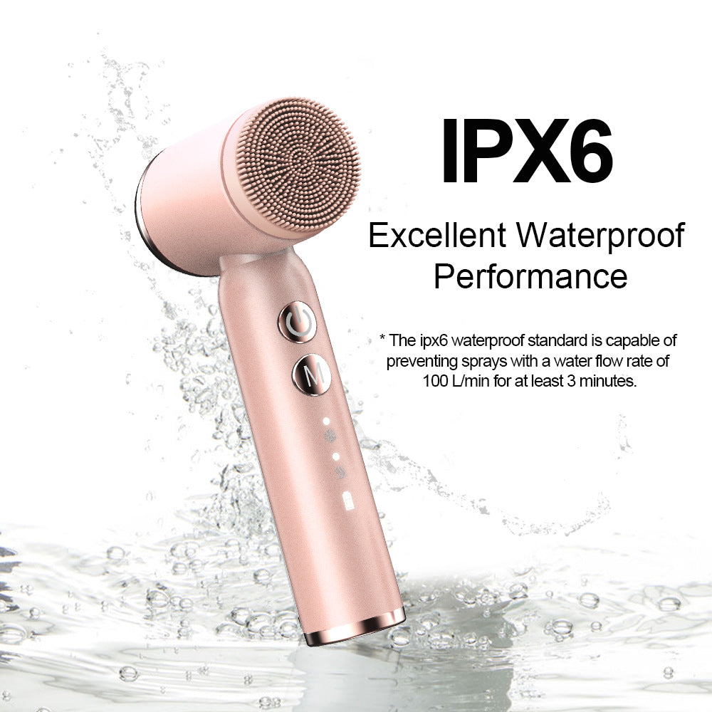White 6-in-1 Electric Facial Cleansing Brush Set - Rechargeable & Waterproof