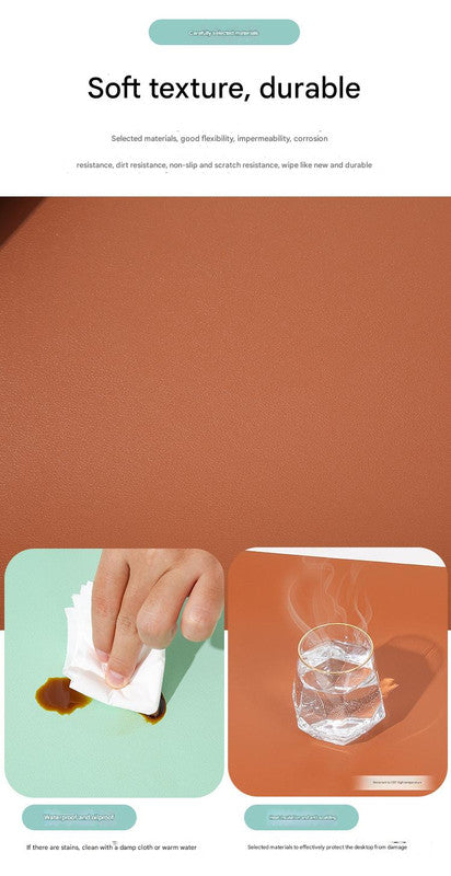 Smoky pink/light blue Extra-Large Leather Table Mat for Study & Work - Pad for Students & Office Use (100x50cm)