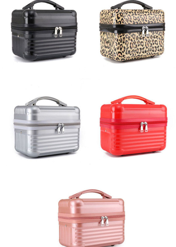 Pink Durable Hard Shell Makeup Travel Case - Large Capacity Portable Cosmetic Organizer Box with Handle