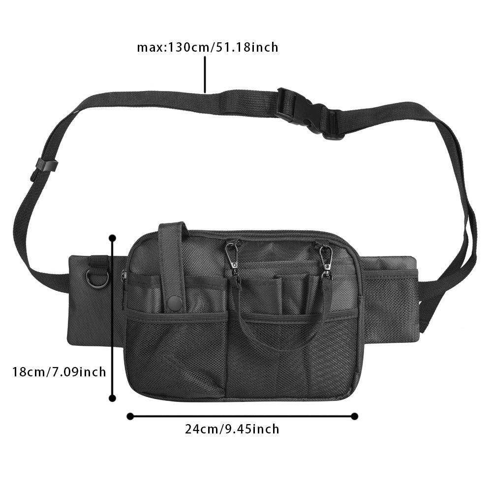 Grey and Black Nurse Utility Belt Bag - Multi-Pocket Medical Organizer Waist Pack for Tools & Essentials