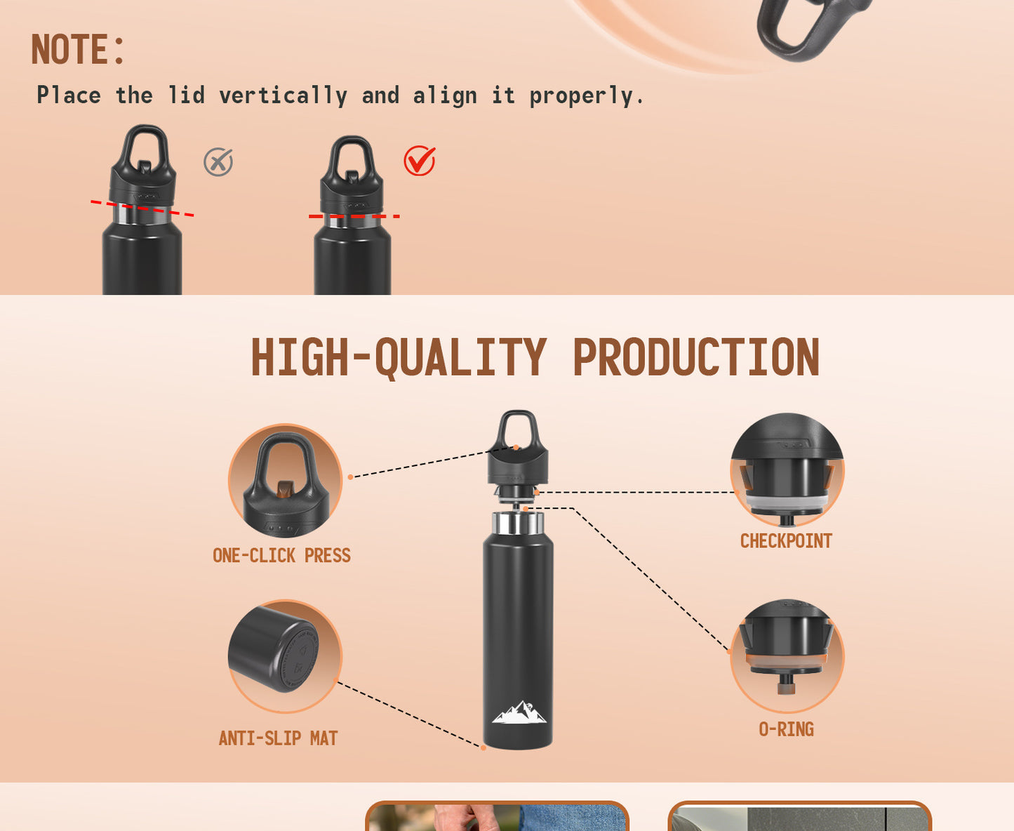 Red 480ml Insulated Stainless Steel Water Bottle - Leakproof One-Click Lid Thermal Flask for Hot & Cold Drinks
