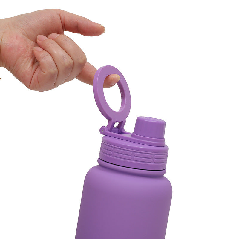 Purple Premium 35oz Stainless Steel Insulated Sports Bottle with Magnetic Phone Holder Lid